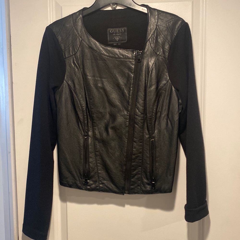 Guess Jacket. .leather +material. .size L